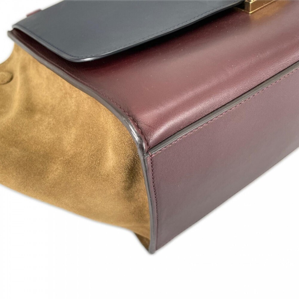 Celine handbag for women, CELINE F-SN-0152, leather, wine red, gold hardware. - Picture 8 of 16